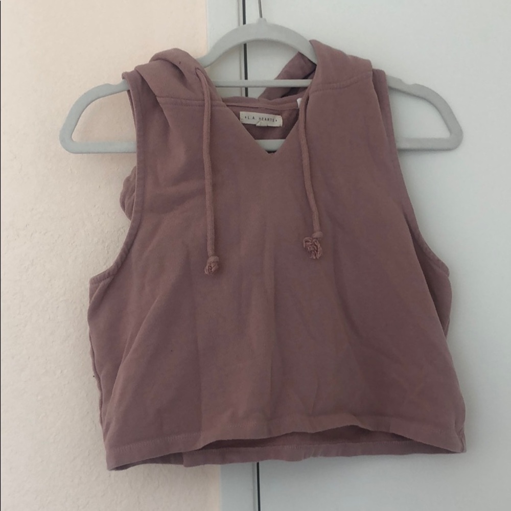 pastel pink cropped tank top hoodie